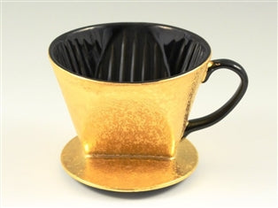 有田焼 三光堂 金濃黒釉掛分コーヒードリッパー(1~2人用)
